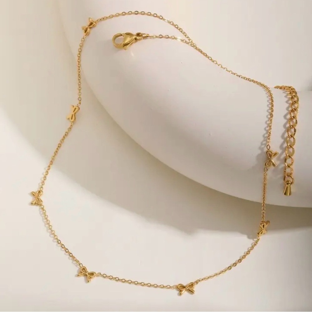Gold Dainty Bow Necklace (9714) - Picture 2 of 3
